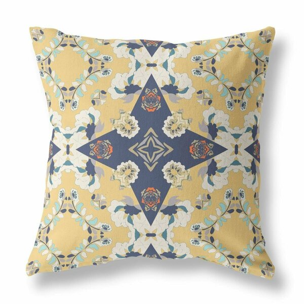 Palacedesigns 20 in. Diamond Star Indoor & Outdoor Zippered Throw Pillow Yellow & Blue PA3101530